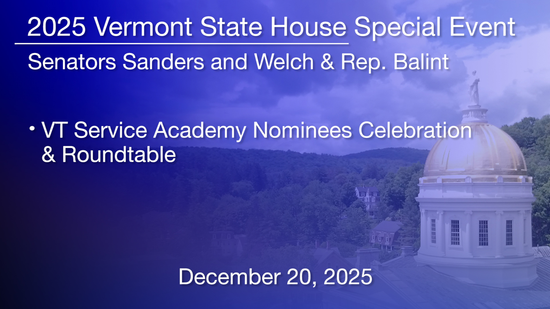 Senators Sanders and Welch & Rep Balint - VT Service Academy Nominees ...