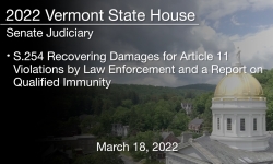 Vermont State House - S.254 Recovering Damages for Article 11 Violations by Law Enforcement and a Report on Qualified Immunity 3/18/2022