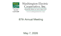 Washington Electric Cooperative - 87th Annual Meeting 5/7/2026