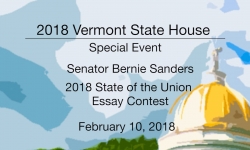 Vermont State House Special Event - Bernie Sanders Essay Contest 2/10/18