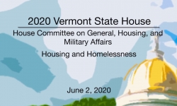 Vermont State House - Housing and Homelessness 6/2/2020