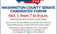 Washington County Senate Candidates' Forum LIVE 10/1/2026 AT 7:00PM