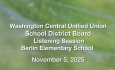 Washington Central Unified Union School District - Listening Session: Berlin Elementary School 11/5/2025