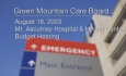 Green Mountain Care Board - Mt. Ascutney Hospital and Health Center - Budget Hearing 8/18/2023