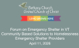 Bethany Church Randolph - Forum on Emergency Shelter in VT: Emergency Shelter Providers 4/11/2026