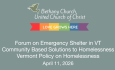 Bethany Church Randolph - Forum on Emergency Shelter in VT: Vermont Policy on Homelessness 4/11/2026