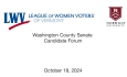 League of Women Voters of Vermont & Norwich University Political Science Club - Washington County Senate Candidate Forum 10/18/2024
