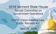 Vermont State House: H.910 - Open Meeting Law Public Records Act 4/20/18