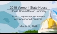 Vermont State House: S.55 - Disposition of Unlawful & Abandoned Firearms 3/14/18