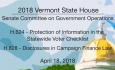 Vermont State House: H624 Statewide Voter Checklist, H828 Disclosures in Campaign Finance 4/18/18