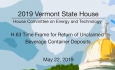 Vermont State House -H.63 Time Frame for Return of Unclaimed Beverage Container Deposits 5/22/19