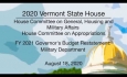 Vermont State House - FY 2021 Governor's Budget Restatement - Military Department 8/18/2020