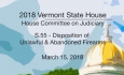 Vermont State House: S.55 - Disposition of Unlawful & Abandoned Firearms 3/15/18