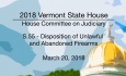 Vermont State House: S.55 - Disposition of Unlawful & Abandoned Firearms 3/20/18